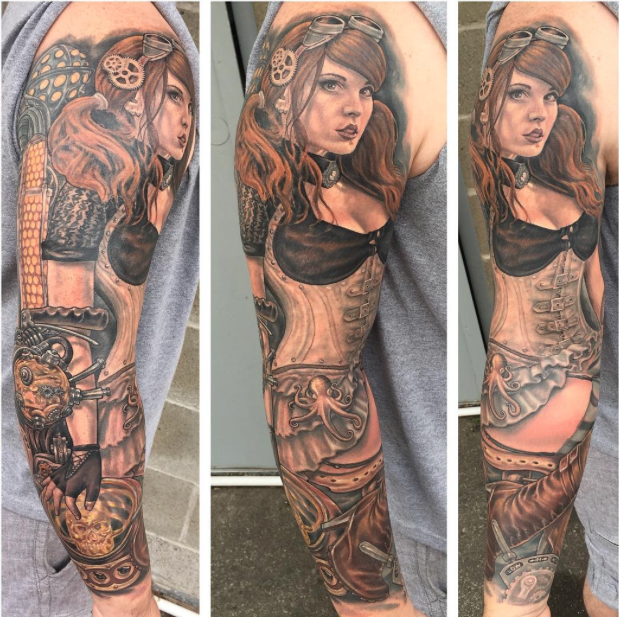 Steampunk Pinup by Steve Morris Tattoos